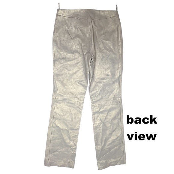 pants EXPRESS leather S iridescent pearl straight leg mid rise neutral elegant - Picture 3 of 17